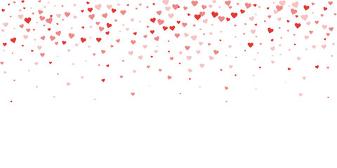 Red hearts scattered on white background.