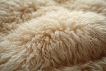 closeup of soft sheep wool texture showcasing the natural fibers in rich beige tones creating a warm and comforting background that evokes coziness