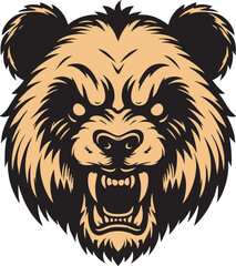 Panda Head with Aggressive and Fierce Eyes
