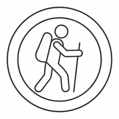Hiking Icon Minimalist Vector Design.