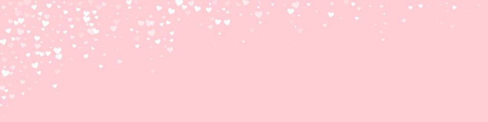 White hearts scattered on pink background.