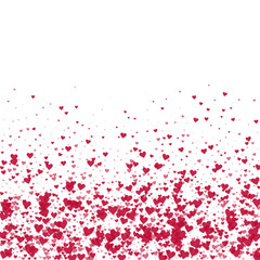 Red hearts scattered on white background.