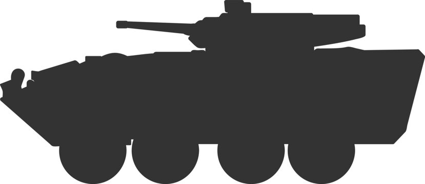 Silhouette of a modern armored personnel carrier for transporting infantry icon.