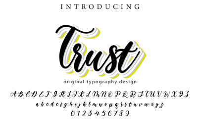 Trust Font Stylish brush painted an uppercase vector letters, alphabet, typeface