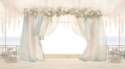 Romantic Floral Wedding Arch Overlooking Ocean View