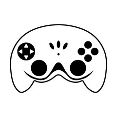 
An illustration depicting a black joystick icon for computer games, on a white background.