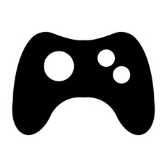 
An illustration depicting a black joystick icon for computer games, on a white background.