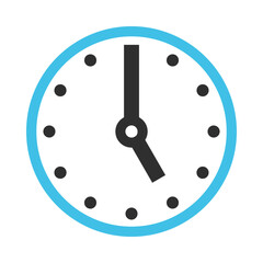 Analog Clock Clipart Illustration | Simple Minimalist Design Showing Time 5:00