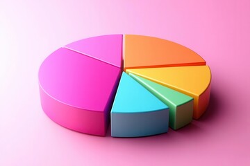 Obraz premium colorful 3d pie chart displayed against a solid pastel background visually representing data in a vibrant and engaging way that emphasizes clarity and creativity in information presentation