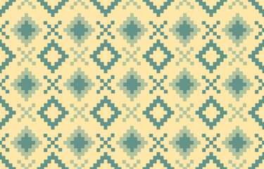 Thai pixel pattern. Abstract seamless pattern.Simple modern background. Repeat geometric design.pixel pattern with Nordic snowflakes for winter hats, ugly sweaters, jumpers. wallpapper