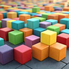 Obraz premium abstract 3d illustration of colorful cubes backgrund