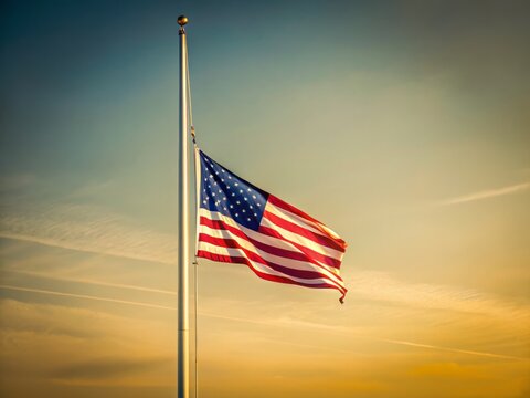 Minimalist Flag at Half-Mast: Simple Remembrance and Respect