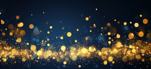 Golden and Blue Bokeh Lights Creating Sparkling Background for Celebrations, Events, and Festivities, copy space for text