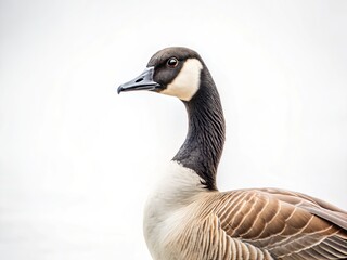 Obraz premium Minimalist Goose Portrait: Single Bird on White Background