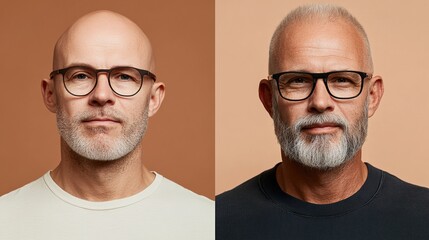 Before and after views of successful hair restoration treatment. Transformation showcasing renewed confidence and improved appearance through advanced medical solutions.