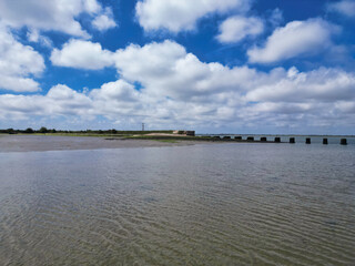 Peaceful Tourist Attraction of Stock Havant Hayling Beach and Ocean on Hayling Island and Former Civil Parish, Havant Hampshire, South East England Great Britain