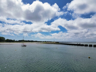 Obraz premium Peaceful Tourist Attraction of Stock Havant Hayling Beach and Ocean on Hayling Island and Former Civil Parish, Havant Hampshire, South East England Great Britain