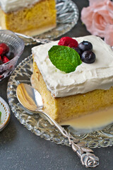 メキシコのスイーツ パステル・デ・トレス・レチェス(3種のミルクのケーキ)  Mexican sweets Pastel de Tres Leches( Mexican Tres Leches Cake,Tres Leches Cake,Three Milk Cake, 3 Milk Cake)