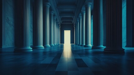 Mysterious Marble Hallway Leading to Light - Architectural Fantasy
