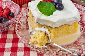 メキシコのスイーツ パステル・デ・トレス・レチェス(3種のミルクのケーキ)  Mexican sweets Pastel de Tres Leches( Mexican Tres Leches Cake,Tres Leches Cake,Three Milk Cake, 3 Milk Cake)