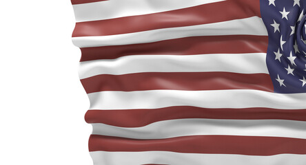 Fototapeta premium Waving American Flag Isolated on White Background