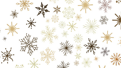 Snowflakes - golden openwork shiny snowflakes, star, 3D rendering.
