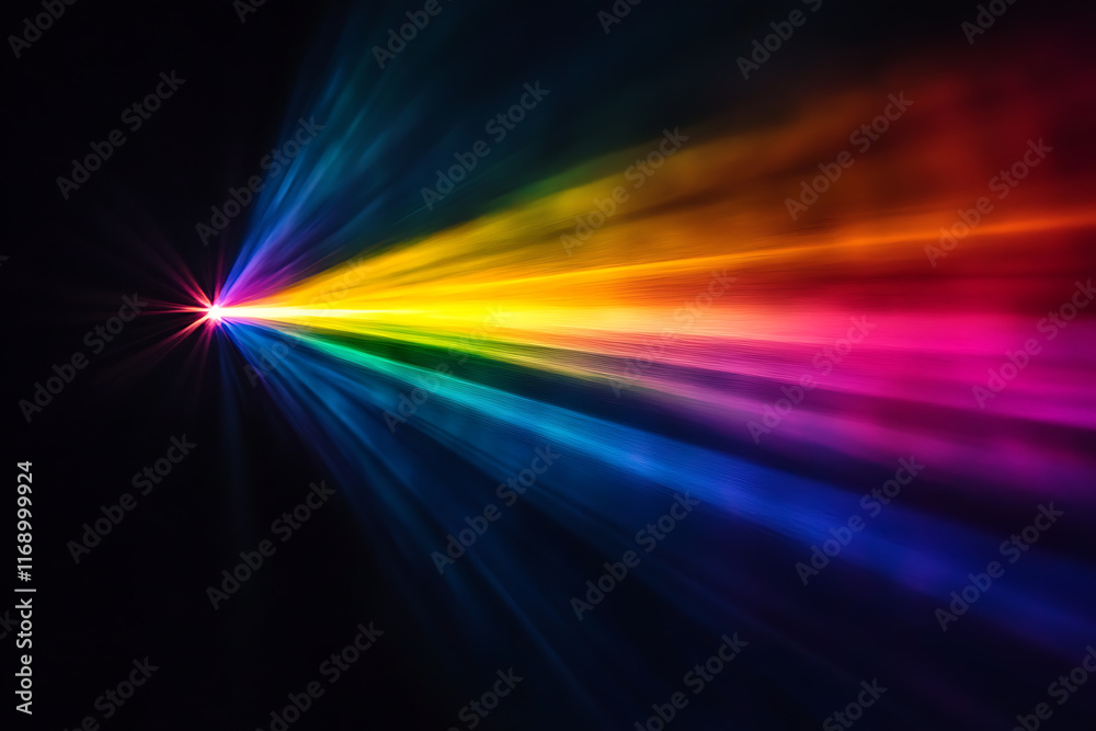 Poster colorful light rays emanating from a central point.