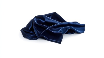 Draped luxurious navy satin fabric studio still life neutral background close-up textile elegance