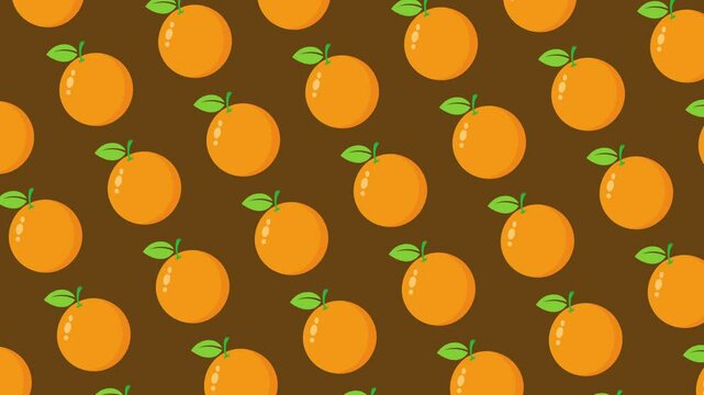 orange fruit pattern animated background. 4K motion animation.