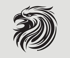 silhouette of a eagle's head in black and white