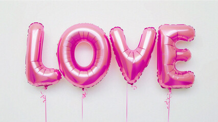 pink balloon love text