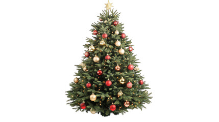 Fototapeta premium A festive christmas tree decorated with ornaments and lights, embracing the holiday spirit