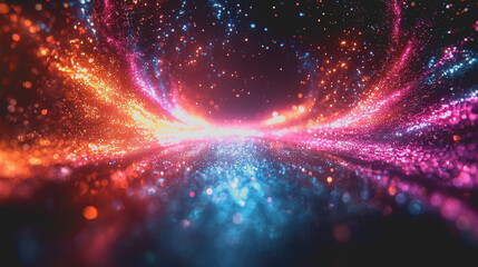 Fototapeta premium Vibrant Abstract Background Featuring a Dynamic Display of Colorful Lights Merging and Flowing Together in a Harmonious Blend Creating a Captivating Visual Experience for Viewers