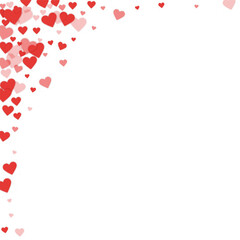 Red hearts scattered on white background.