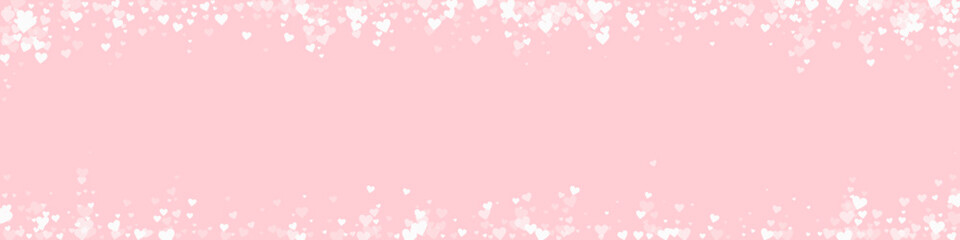 White hearts scattered on pink background.