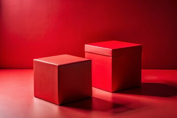 Minimalist Red Boxes - Abstract Geometric Composition