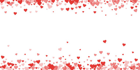 Red hearts scattered on white background.