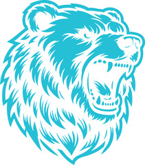 Fierce Polar Bear with Bared Teeth and Aggressive Stare
