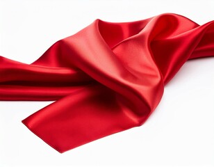 red wavy silk or satin isolated on white background