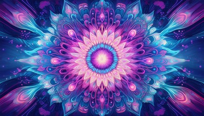 vivid blue and purple circular pattern with pink hues
