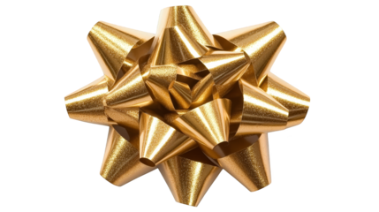 Shiny gold star with a red bow, festive decoration for holiday celebrations and achievements
