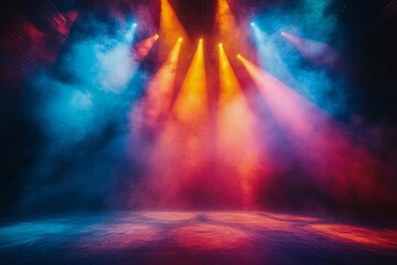 Fototapeta premium Vibrant stage lights create an energetic atmosphere for performances at night