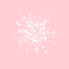 White hearts scattered on pink background.