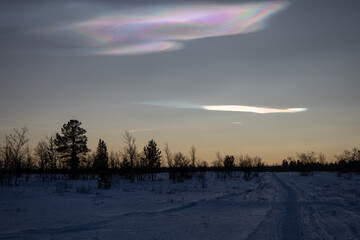 Polar stratospheric cloud, also known as nacreous clouds from nacre, or mother of pearl, due to its...