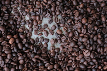 Roasted coffee beans for background