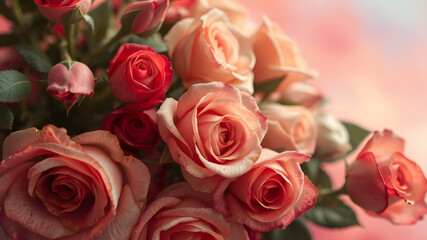 Beautiful background roses for valentine&acute;s day, vibrant, Colorful gradient splash, hd, 4k, high-quality, highly detailed, photorealistic, RAW, high quality, dynamic lighting, sharp focus, ultra realis