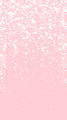 White hearts scattered on pink background.