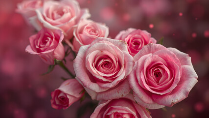 Obraz premium Beautiful background roses for valentine´s day, vibrant, Colorful gradient splash, hd, 4k, high-quality, highly detailed, photorealistic, RAW, high quality, dynamic lighting, sharp focus, ultra realis