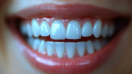 Obraz premium Close-up of a bright, healthy smile with white teeth.