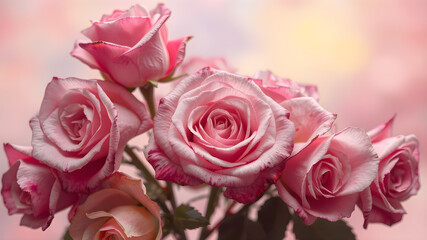 Fototapeta premium Beautiful background roses for valentine´s day, vibrant, Colorful gradient splash, hd, 4k, high-quality, highly detailed, photorealistic, RAW, high quality, dynamic lighting, sharp focus, ultra realis